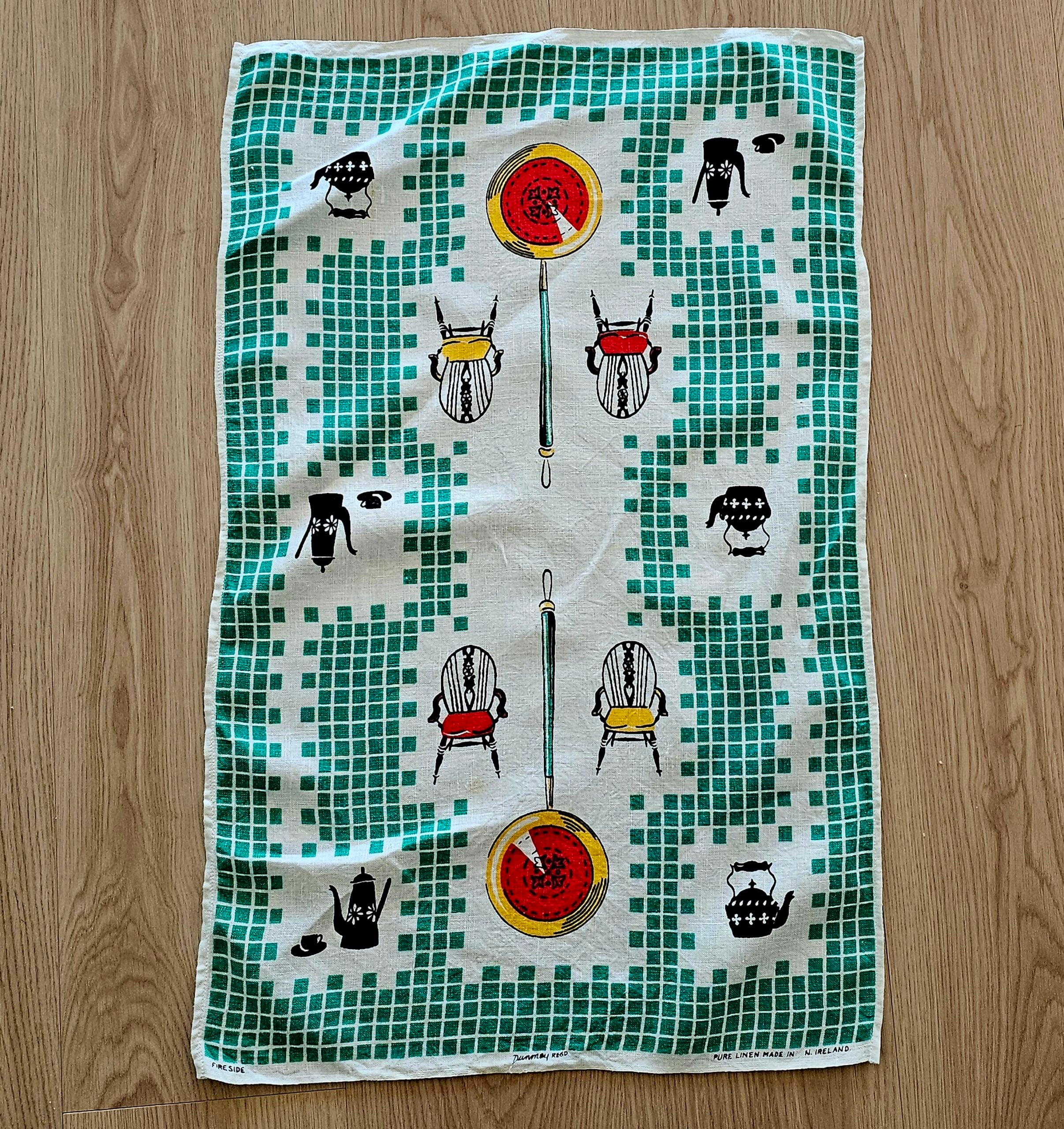 Teatowel - Fireside - morpeth antique centre hunter valley region vintage tea towel road trip linen irish ulster weavers cotton international domestic australian fireside retro