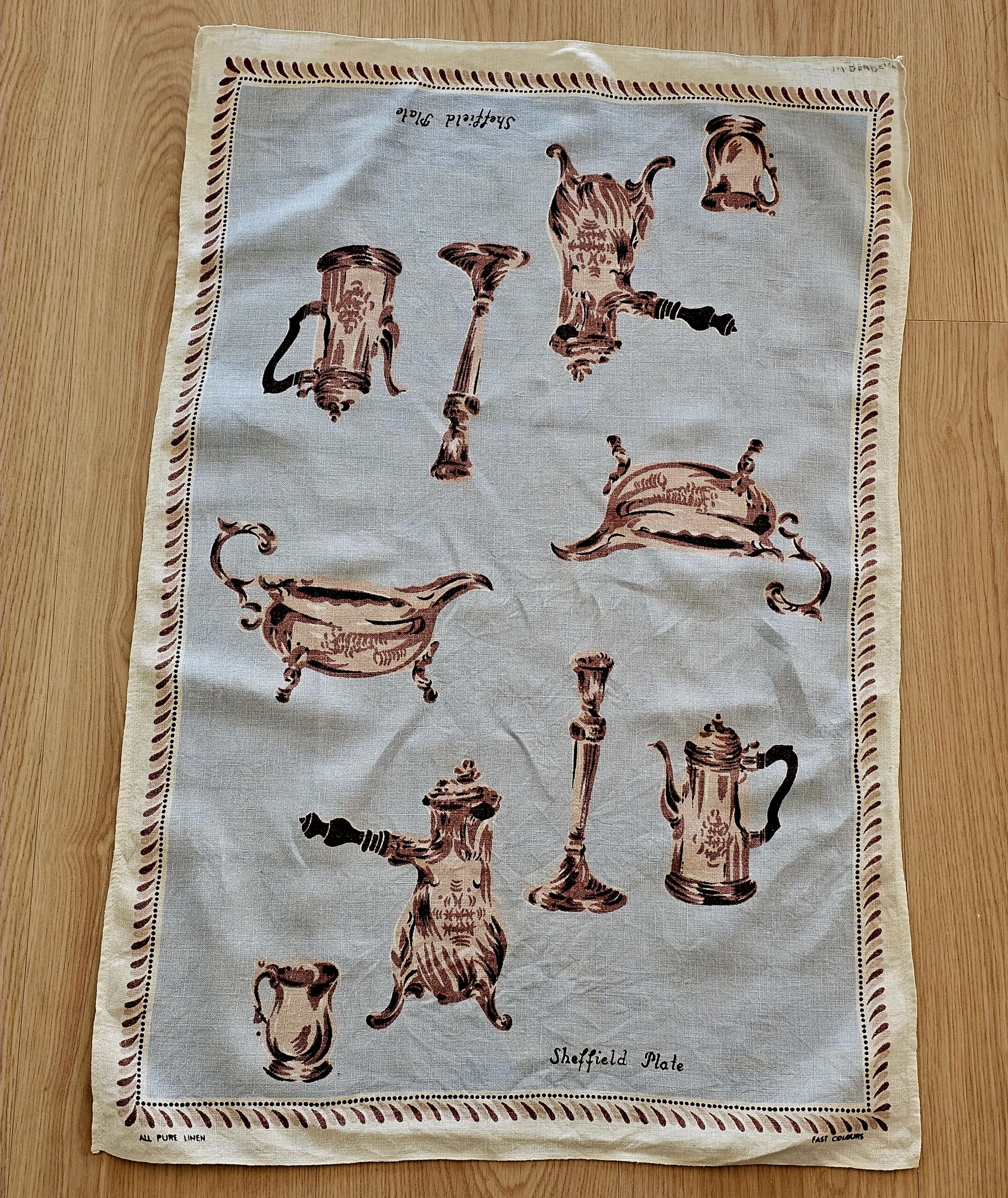 Teatowel - Sheffield Plate - morpeth antique centre hunter valley region vintage tea towel road trip linen irish ulster weavers cotton international domestic australian sheffield plate