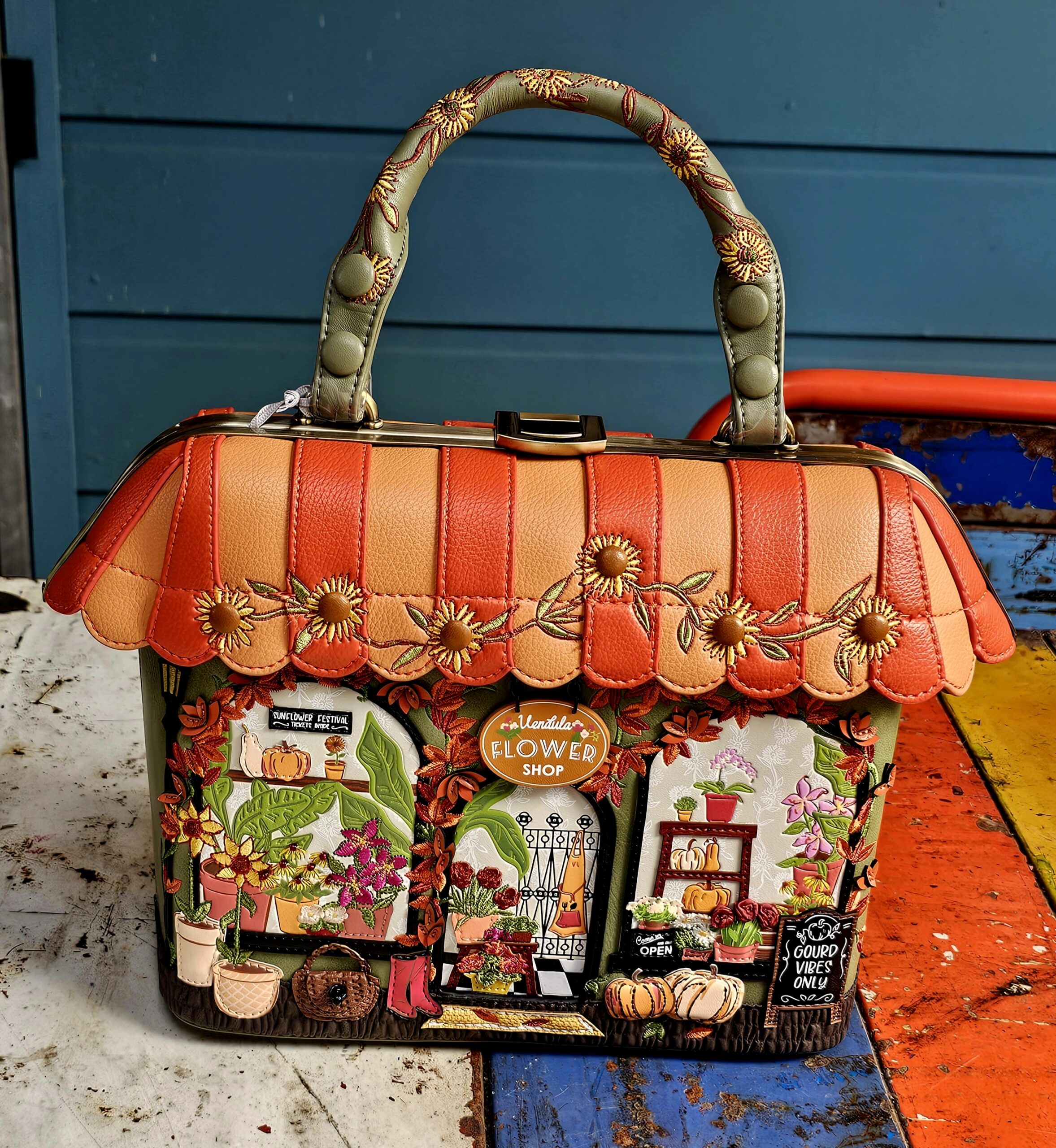 Vendula Grab Bag - Flower Shop - morpeth gift gallery vendula london flower shop mini grace grab wallet coin purse flip phone case pouch kate eliza bella alice paige key charm pod case zip around zipper flower shop