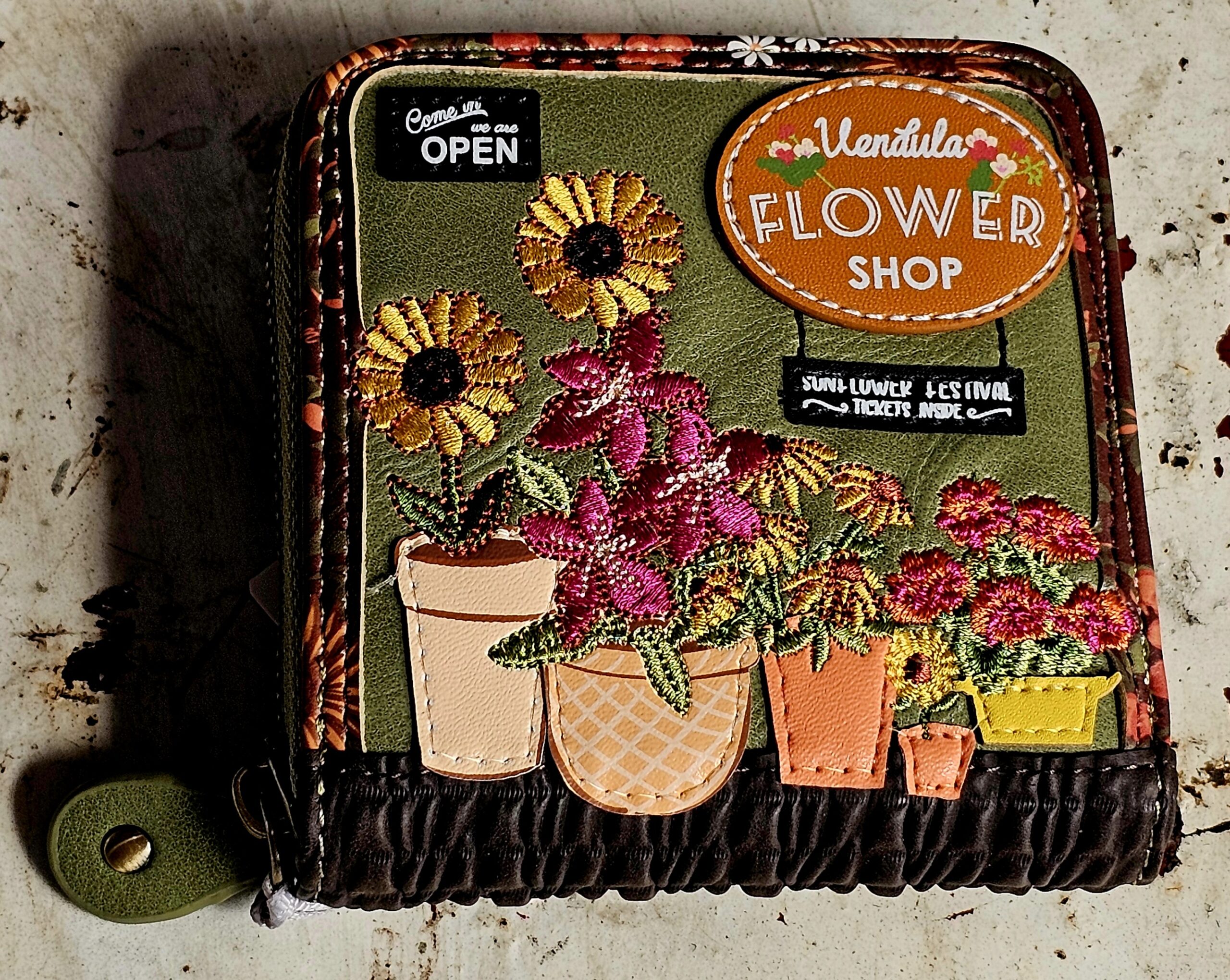 Vendula Square Wallet - Flower shop - morpeth gift gallery vendula london flower shop mini grace grab wallet coin purse flip phone case pouch kate eliza bella alice paige key charm pod case zip around zipper flower shop