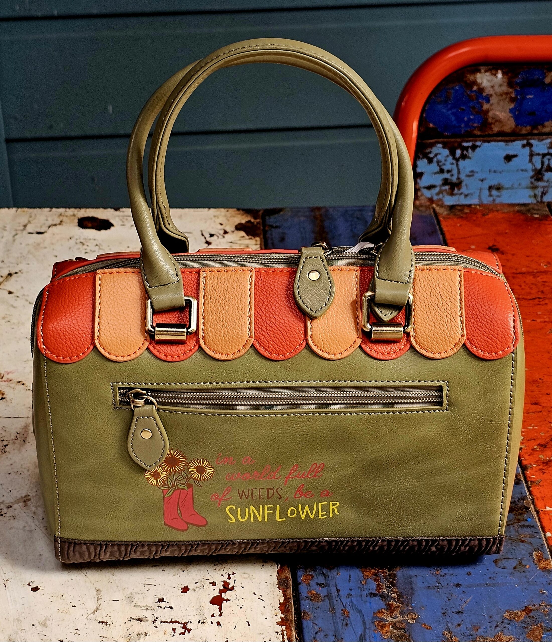 Vendula Bowler Bag - Flower Shop - morpeth gift gallery vendula london flower shop mini grace grab wallet coin purse flip phone case pouch kate eliza bella alice paige key charm pod case zip around zipper bowler flower shop