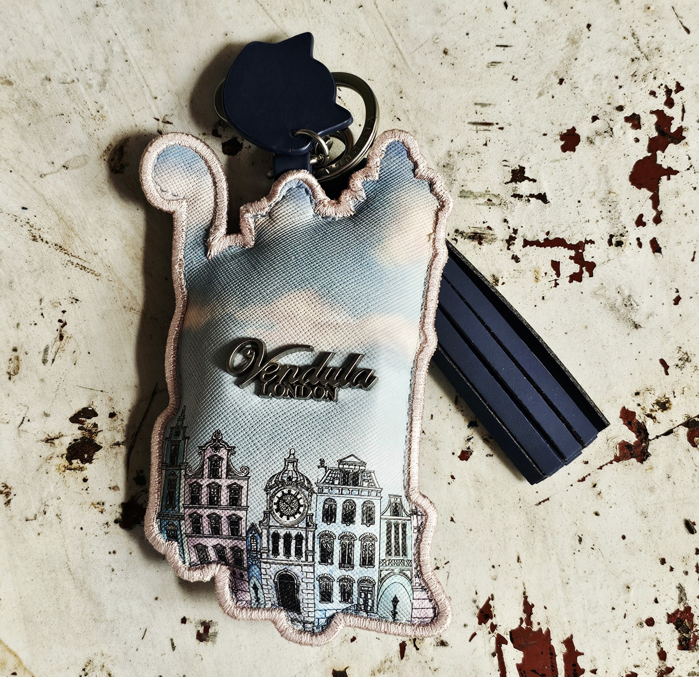 Vendula Key Charm - Cats in the City - morpeth gift gallery vendula london flower shop mini grace grab wallet coin purse flip phone case pouch kate eliza bella alice paige key charm pod case zip around zipper cats in the city