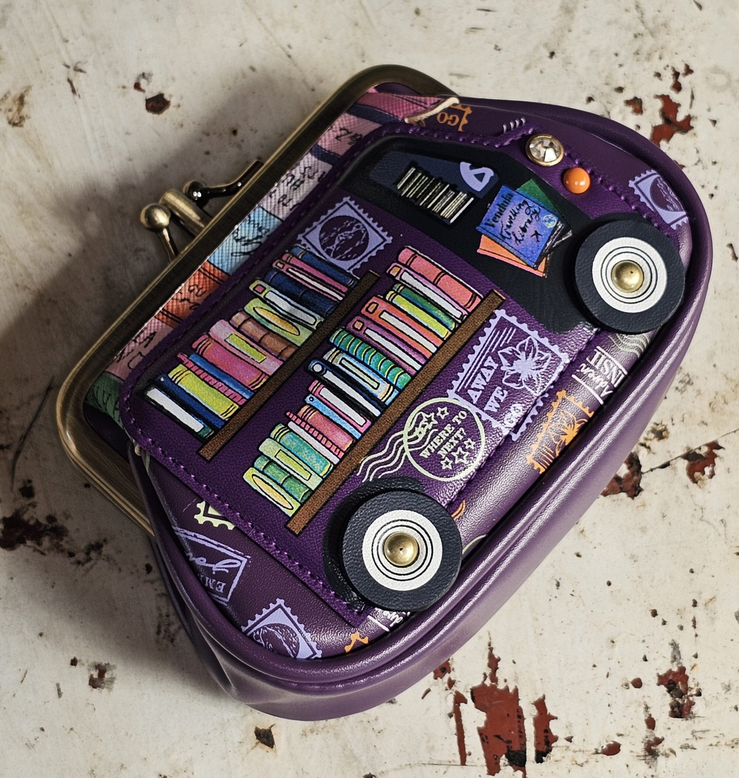 Vendula Clip Coin Purse - Library Bookshop - morpeth gift gallery vendula london flower shop mini grace grab wallet coin purse flip phone case pouch kate eliza bella alice paige key charm pod case zip around zipper travelling book shop