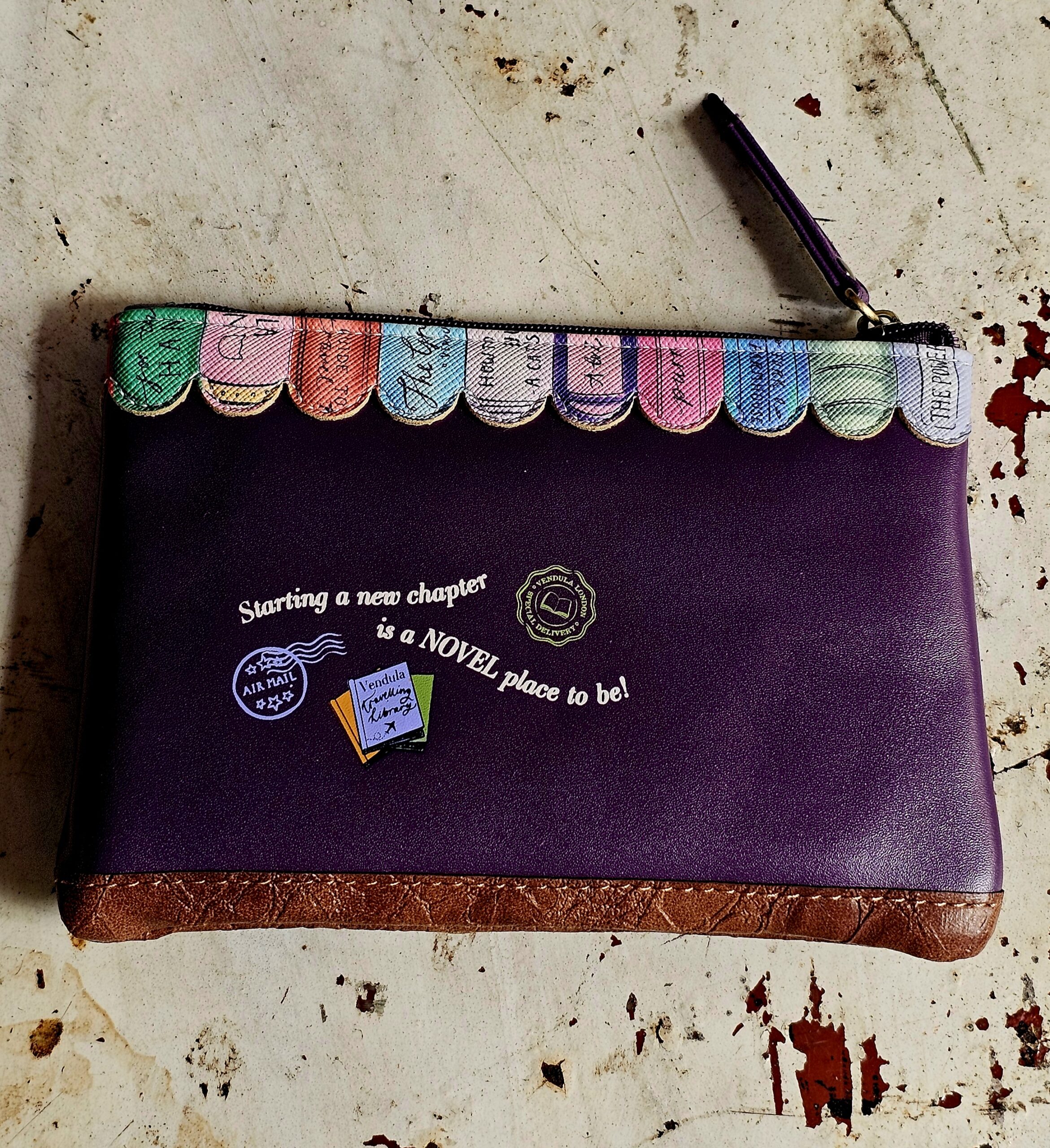 Vendula Zip Keychain Wallet - Library Bookshop - morpeth gift gallery vendula london flower shop mini grace grab wallet coin purse flip phone case pouch kate eliza bella alice paige key charm pod case zip around zipper travelling book shop