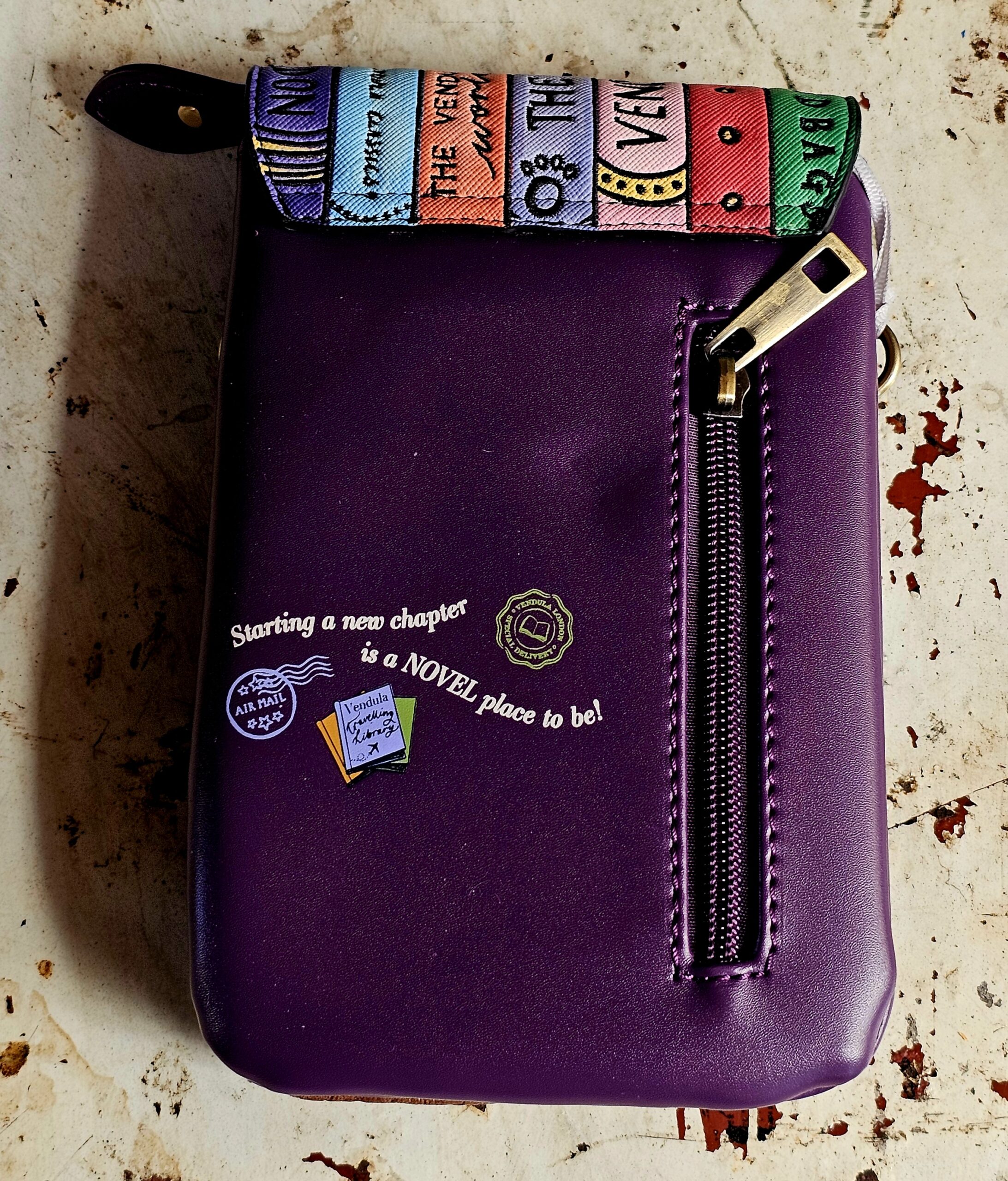 Vendula Phone Pouch Bag - Library Bookshop - morpeth gift gallery vendula london flower shop mini grace grab wallet coin purse flip phone case pouch kate eliza bella alice paige key charm pod case zip around zipper travelling book shop