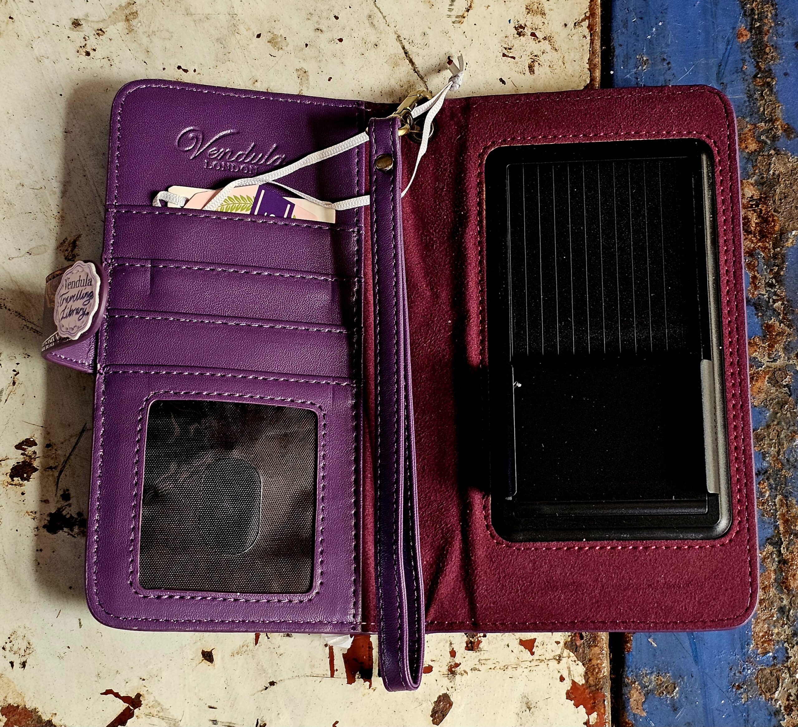 Vendula Flip Phone Case - Library Bookshop - morpeth gift gallery vendula london flower shop mini grace grab wallet coin purse flip phone case pouch kate eliza bella alice paige key charm pod case zip around zipper travelling book shop