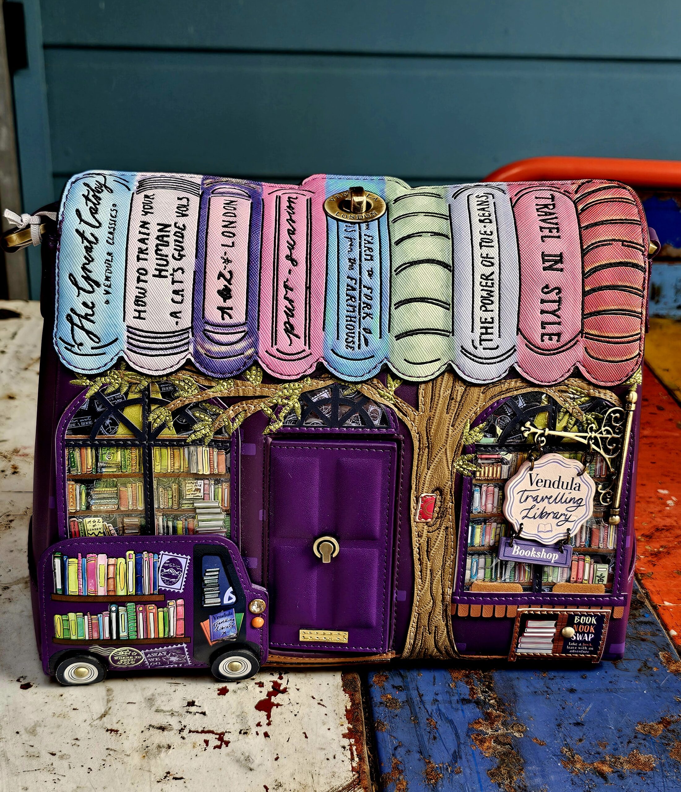 Vendula Alice Bag - Library Bookshop - morpeth gift gallery vendula london flower shop mini grace grab wallet coin purse flip phone case pouch kate eliza bella alice paige key charm pod case zip around zipper travelling book shop