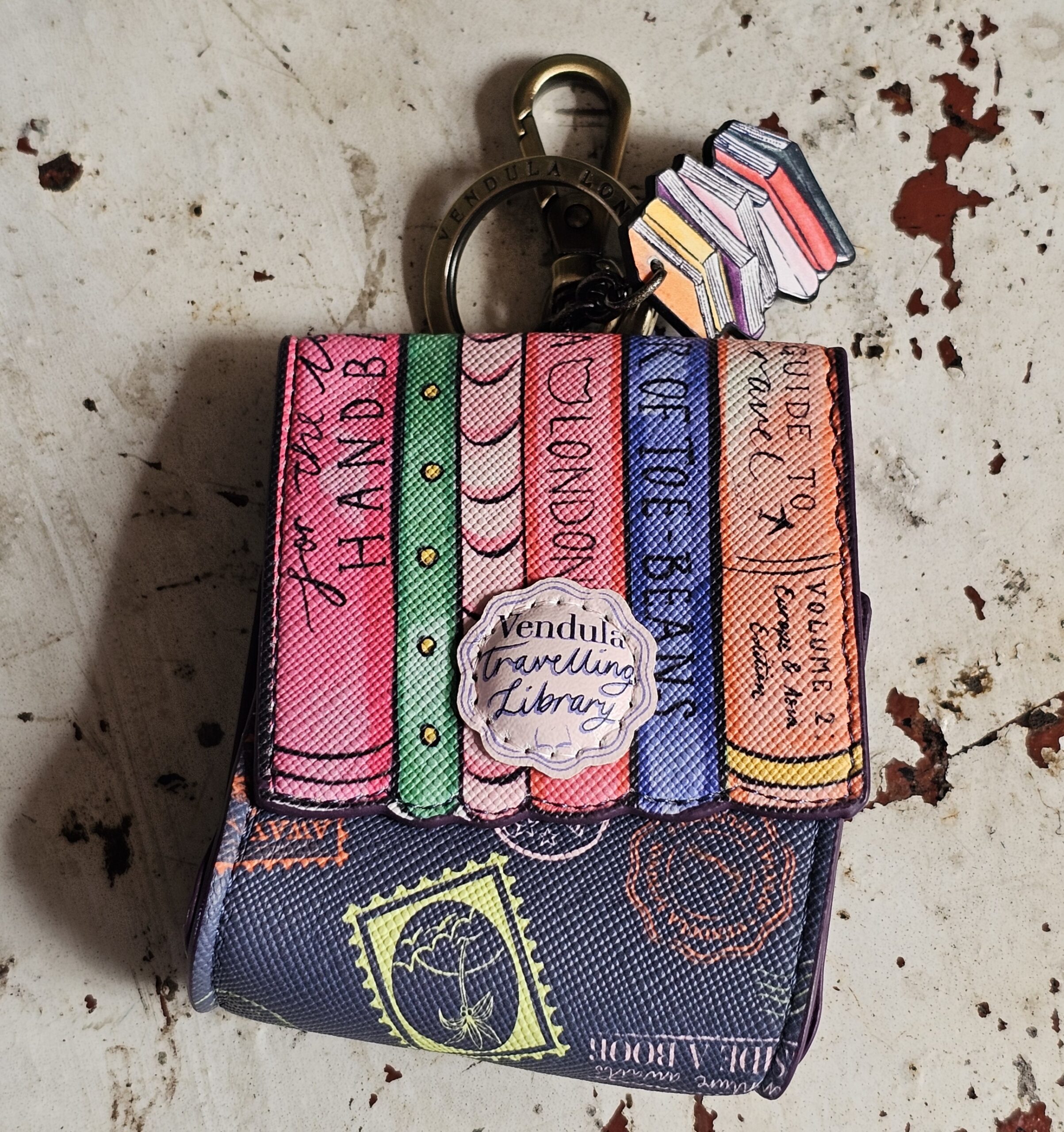 Vendula Keychain & Pouch - Library Bookshop - morpeth gift gallery vendula london flower shop mini grace grab wallet coin purse flip phone case pouch kate eliza bella alice paige key charm pod case zip around zipper travelling book shop