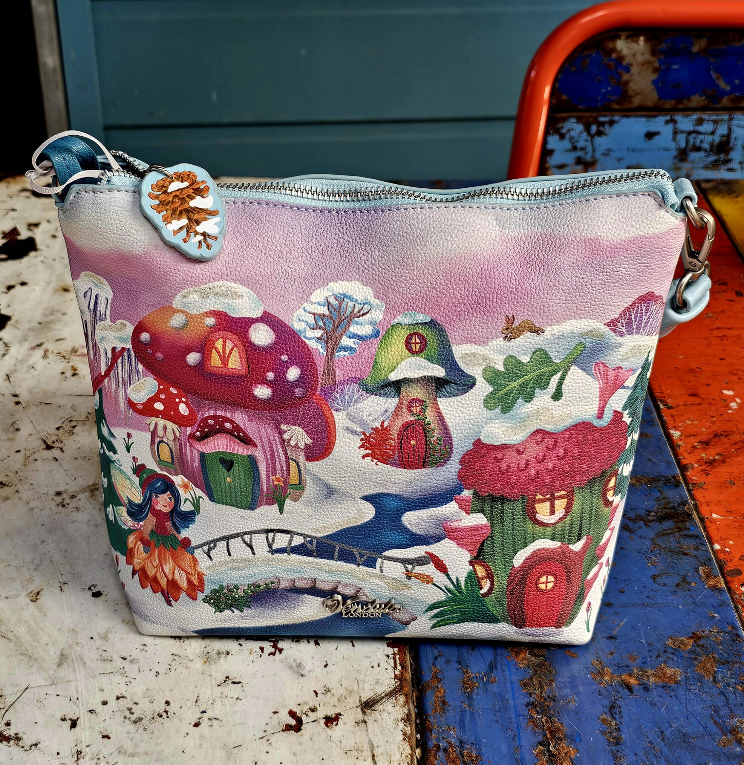 Vendula Pippa Bag - Fairy Village - morpeth gift gallery vendula london flower shop mini grace grab wallet coin purse flip phone case pouch kate eliza bella alice paige key charm pod case zip around zipper travelling book shop pippa fairy village