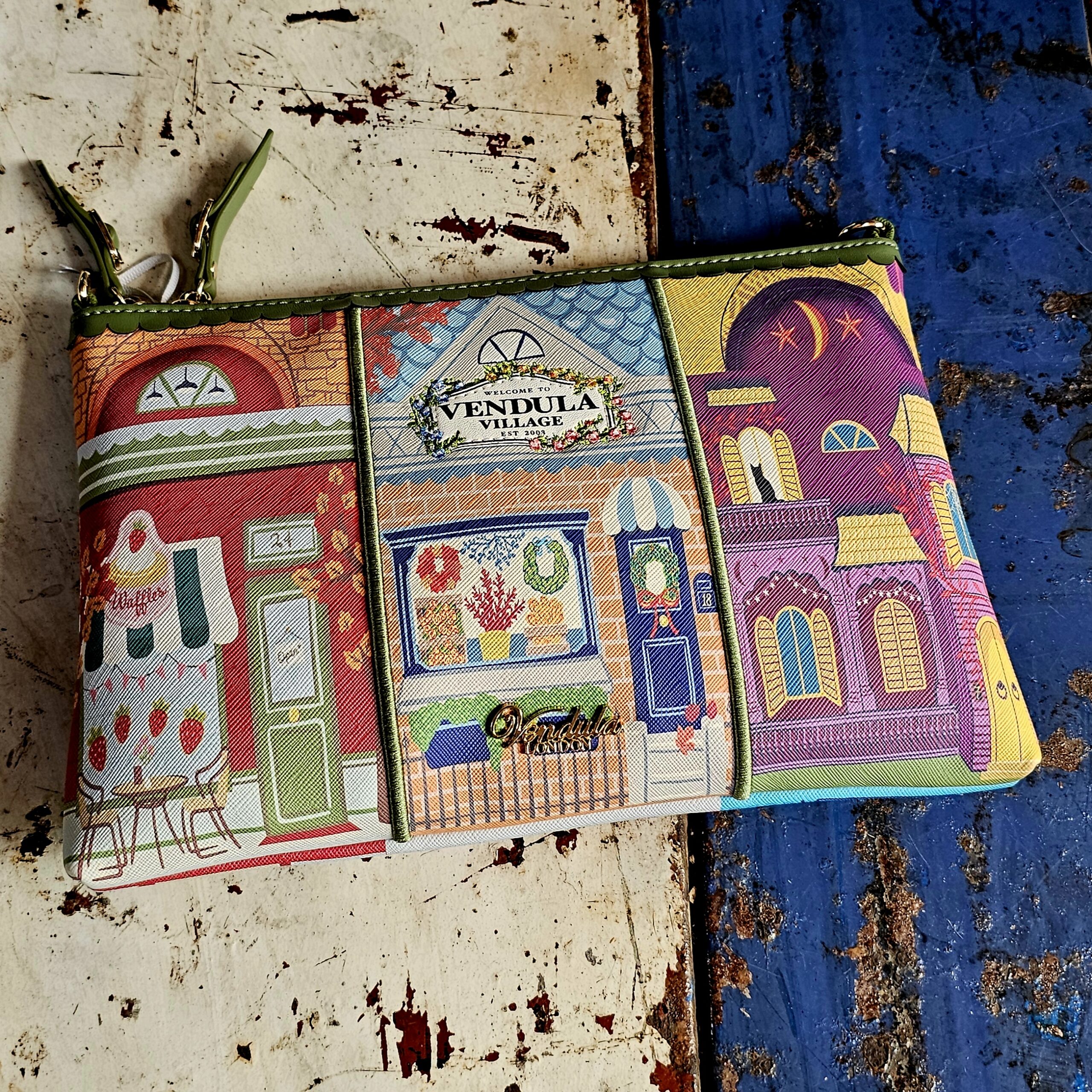 Vendula Kate Pouch Bag - Village - morpeth gift gallery vendula london flower shop mini grace grab wallet coin purse flip phone case pouch kate eliza bella alice paige key charm pod case zip around zipper travelling book shop village