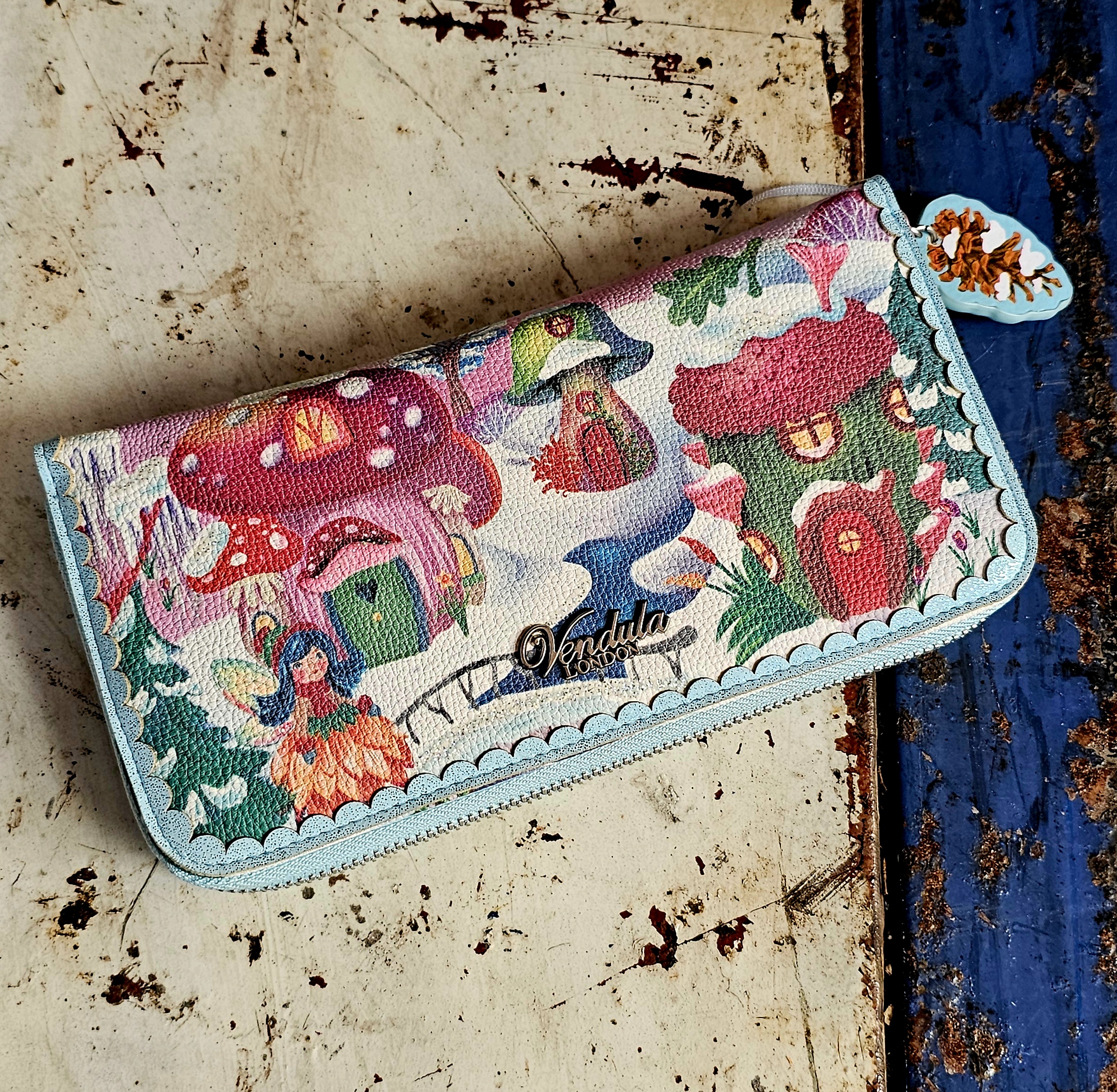Vendula Zip Around Wallet - Fairy Village - morpeth gift gallery vendula london flower shop mini grace grab wallet coin purse flip phone case pouch kate eliza bella alice paige key charm pod case zip around zipper travelling book shop fairy village